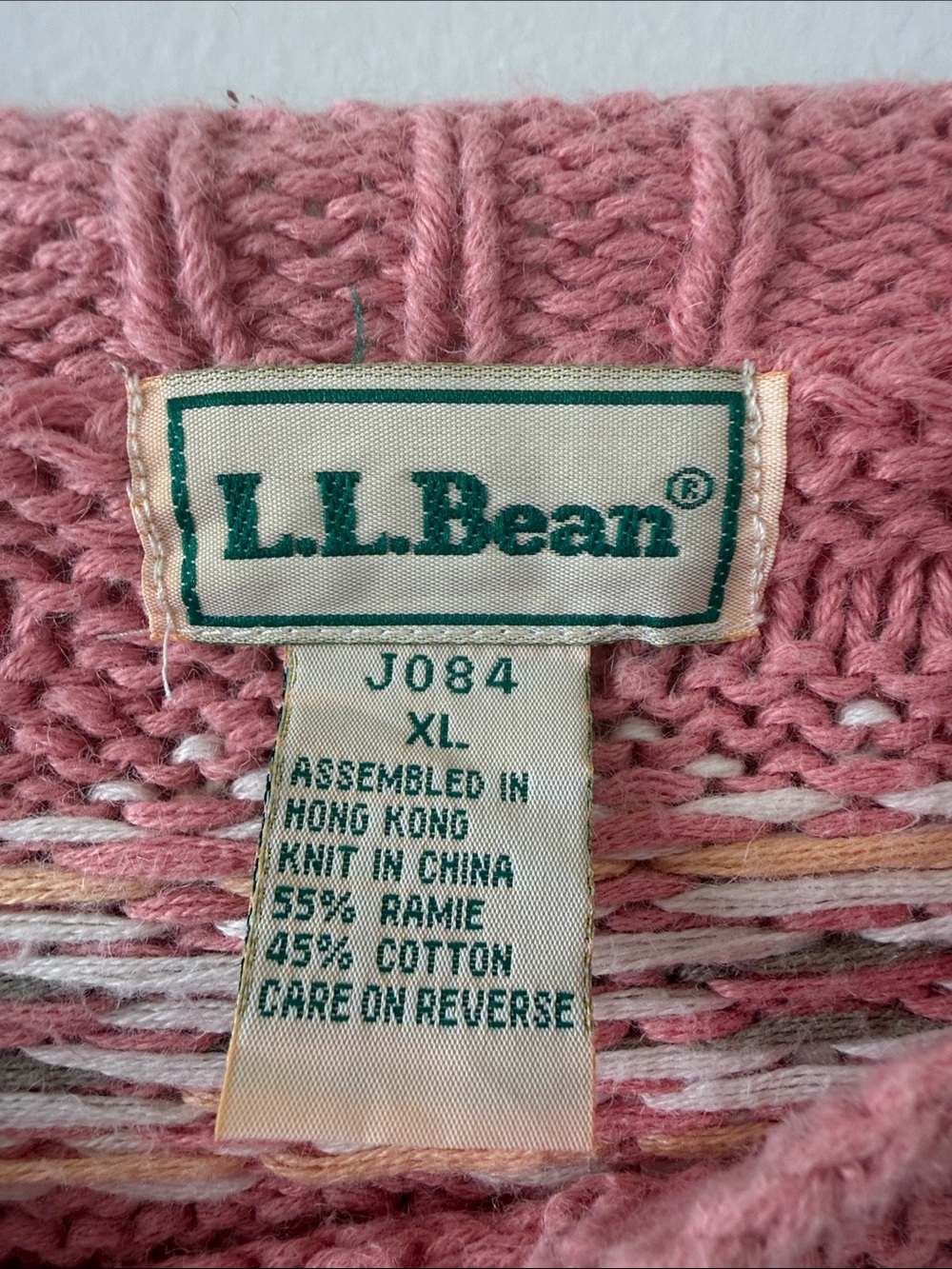 L.L.Bean Vintage Fair Isle Knit Sweater – Pink Cozy Cottagecore Pullover Size XL - Picture 3 of 6